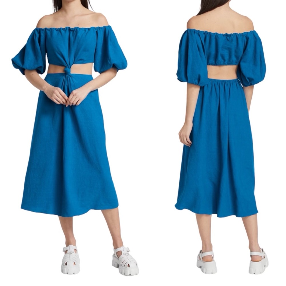 Farm Rio Blue Knot Midi Dress